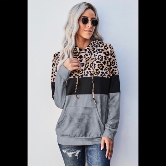 NEW Leopard & TieDye Colorblock Hoodie - Picture 5 of 14